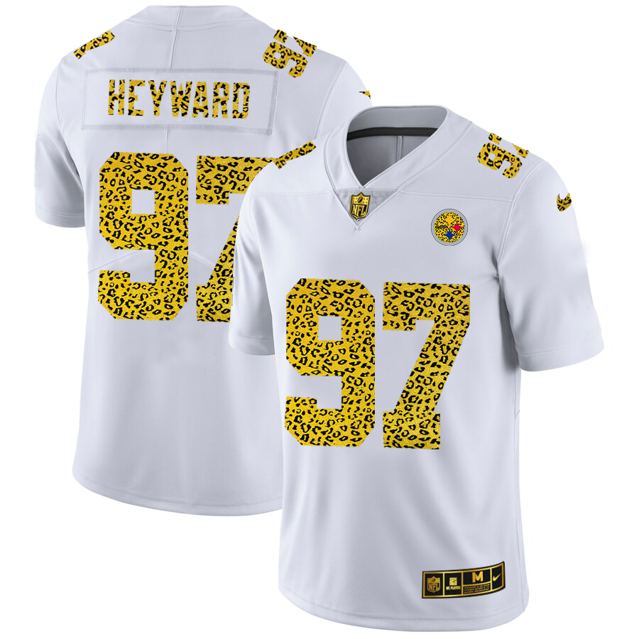 Pittsburgh Steelers #97 Cameron Heyward Men Nike Flocked Leopard Print Vapor Limited NFL Jersey White->seattle seahawks->NFL Jersey